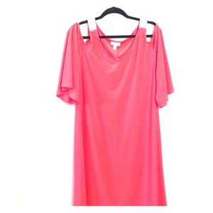 Tangerine Peep Shoulder Dress